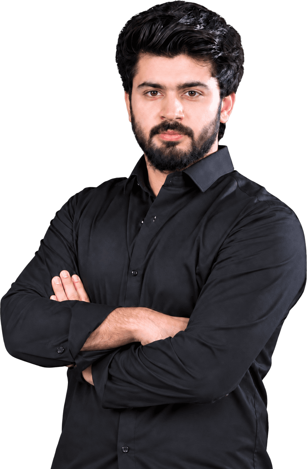 Rohail Ahmed, standing with arms folded